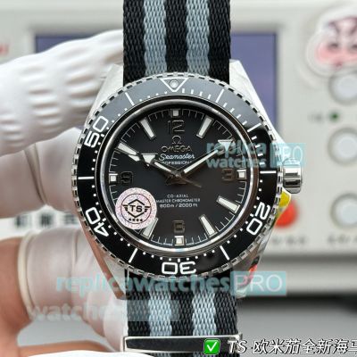 TS Factory Swiss Clone Omega Seamaster 600m Black Dial 42mm NATO Strap Watch 